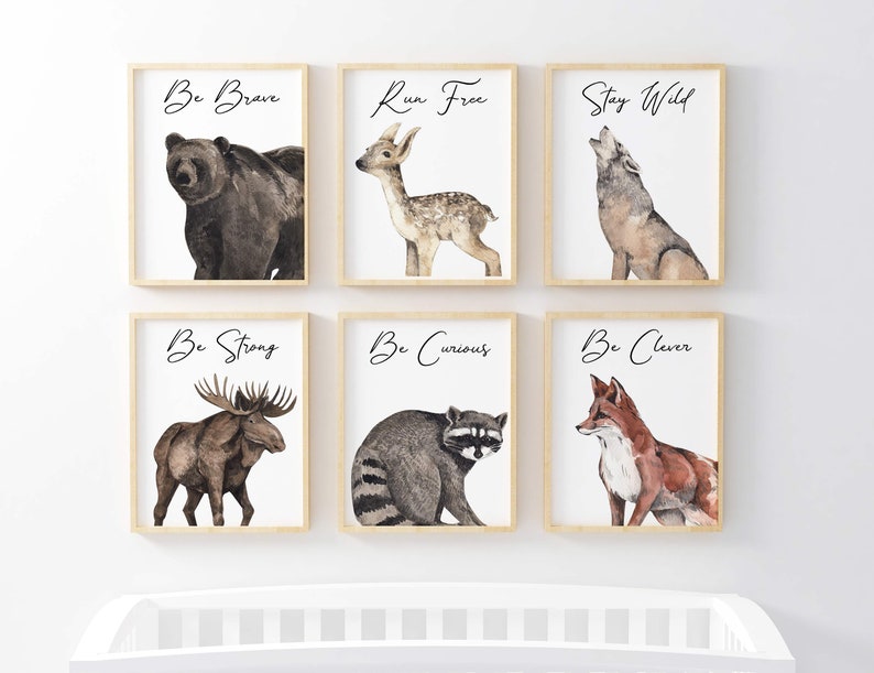 Woodland Wall Art Forest Animals Nursery Prints Wall Decor Etsy