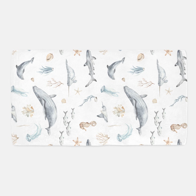 Ocean Crib Sheet Under the Sea Nursery Bedding Whale Crib Etsy