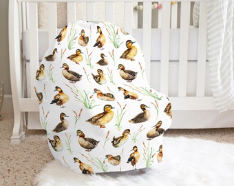 Ducks Car Seat Cover, Ducks Nursing Cover, Ducks Hunting Nursing, Car Seat Cover Baby Boy, Waterfowl Carseat, Newborn Baby Gift - Lid