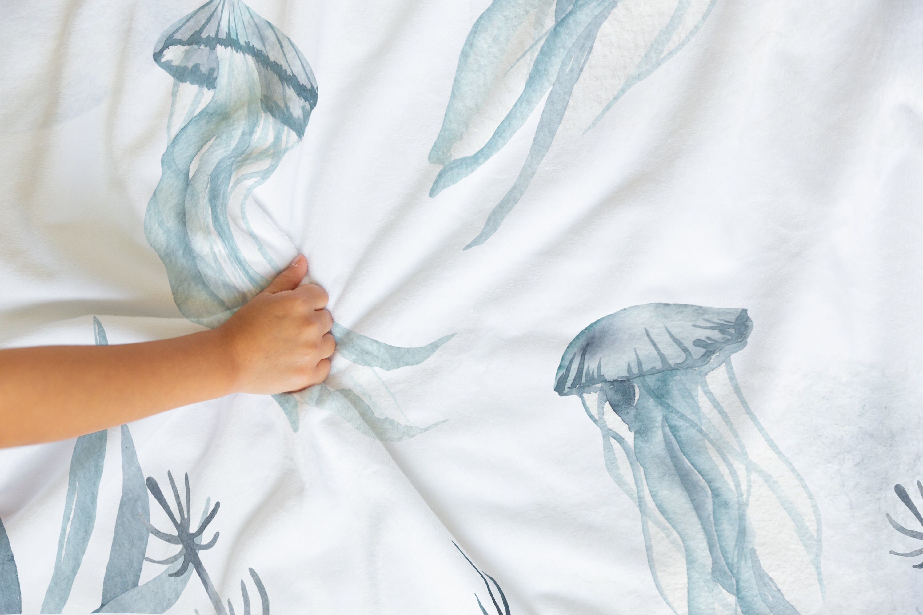Jellyfish Blanket Under The Sea Nursery Bedding Sea animals Etsy