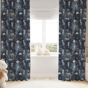 Ocean blackout curtain, Under the sea curtain, Underwater curtain, Marine curtain, Sea animals curtain, Under the sea nursery decor - OcM
