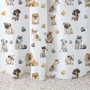 Dog kids and nursery curtains, Single Panel, Dog nursery decor, Puppy dogs baby room, Dog theme baby room, Dog lover baby gift - FrF