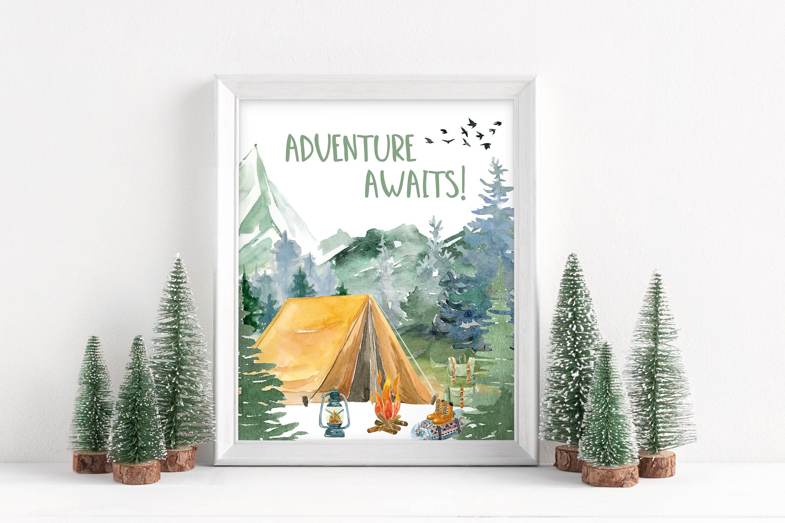 Adventure Awaits Wall Art, Forest Print, Woodland Nursery Decor, Wall ...