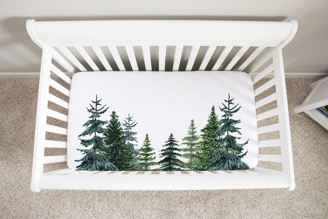 Forest Crib Sheet Woodland Tree Crib Sheet Woodland Crib Etsy