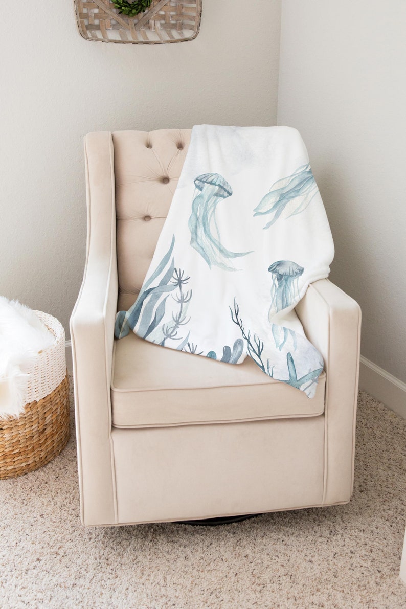 Jellyfish Blanket Under the Sea Nursery Bedding Sea Animals Etsy