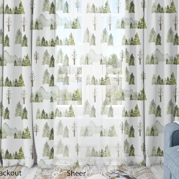 Pine Tree Curtains Etsy