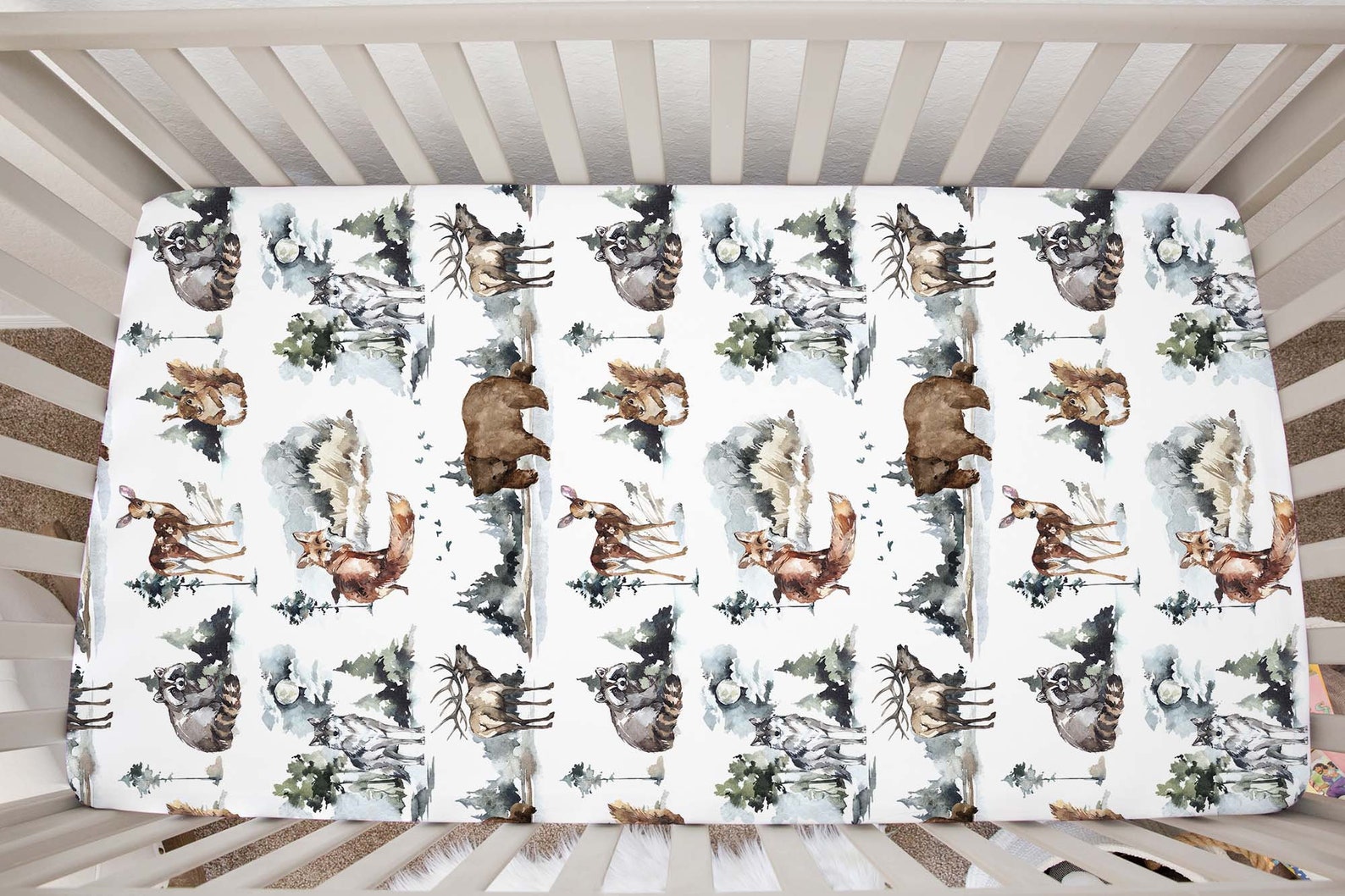 Woodland Crib Sheet Forest Crib Bedding Pine Tree Crib Etsy