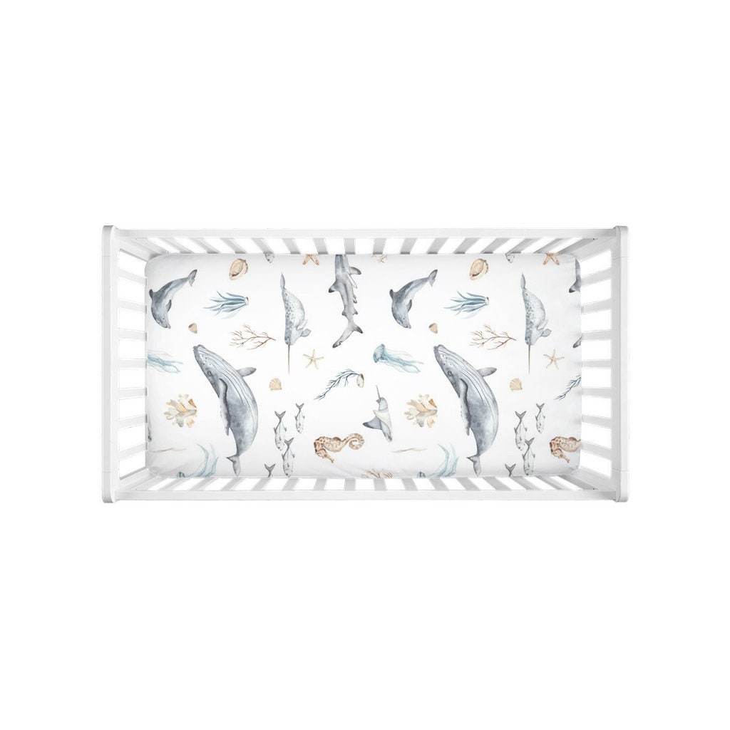 Ocean Crib Sheet Under the Sea Nursery Bedding Whale Crib Etsy