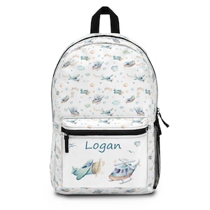 Personalized name Airplane backpack, Boys school bag, Backpack with name, Back to school gift, Plane backpack, Boy book bag - Up in the Sky