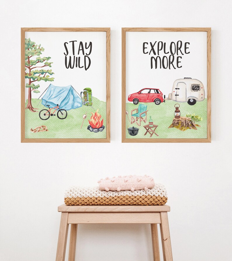 Camping Wall Art Explore More Stay Wild Adventure Nursery Etsy