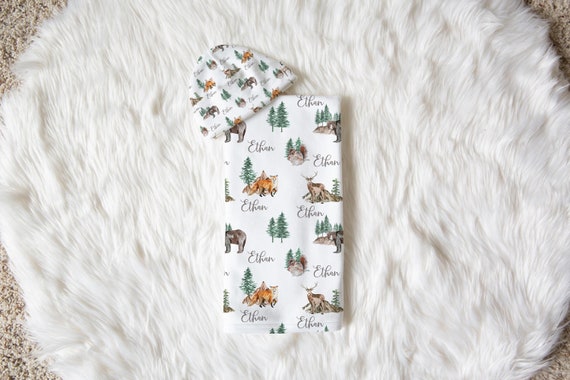 Woodland Swaddle Set Newborn Hospital Swaddle Set Boy Forest