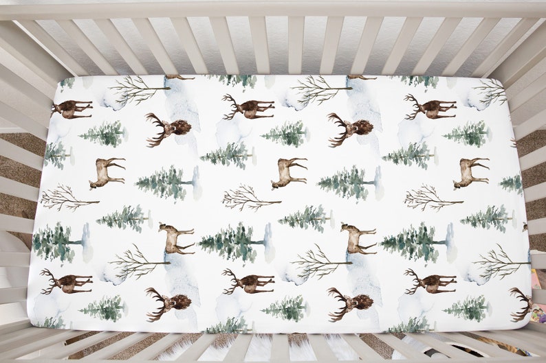 Woodland Crib Sheet Forest Crib Bedding Pine Tree Crib Etsy