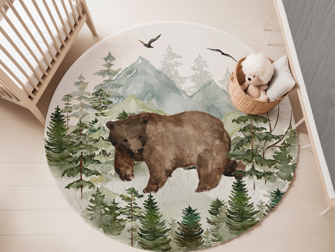 Bear Rug, Bear Nursery Decor, Bear Rug for Woodland Nursery, Rustic