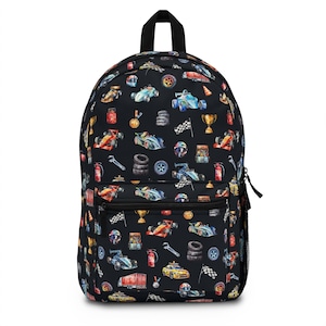 Racing Themed Backpack for Kids,  Racer Cars Backpack, Boys school bag, Birthday Gift for Boys, Racecar school Bag, Back to school gift