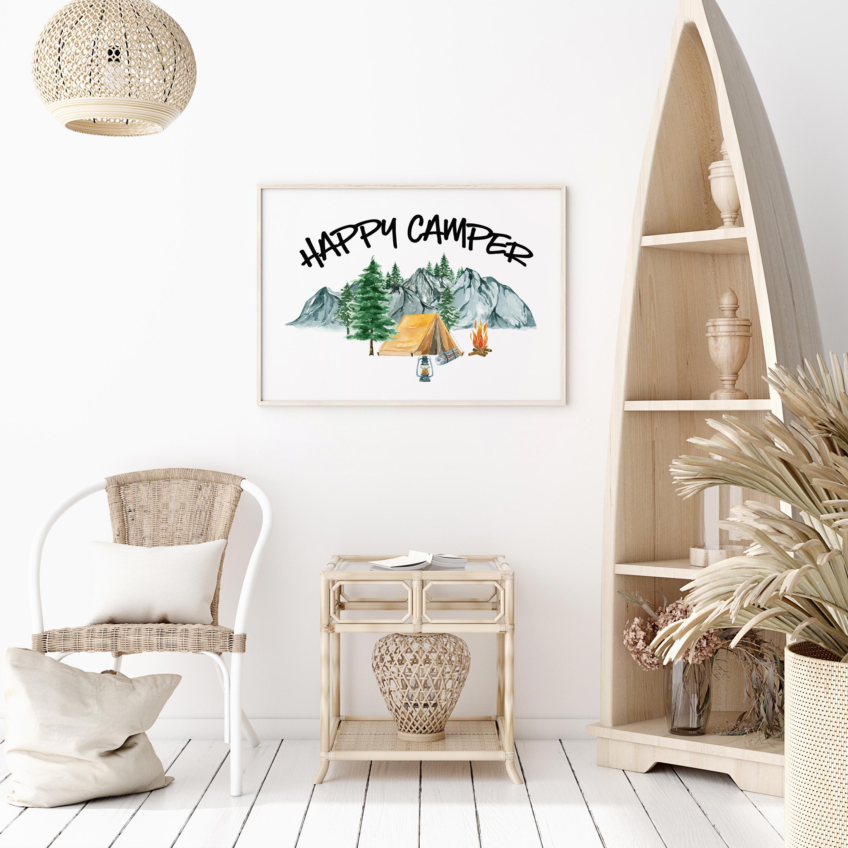 Camping Wall Art Nursery Happy Camper Camping Nursery Decor Etsy