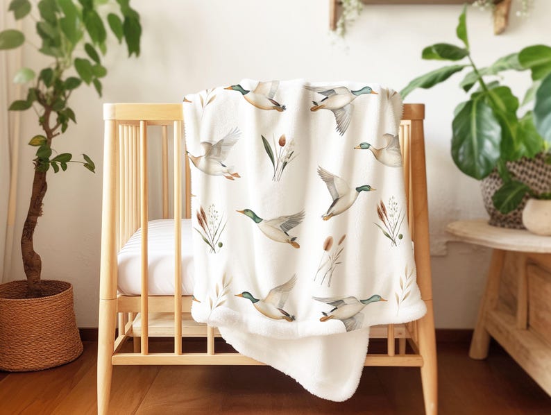 Mallard Duck Blanket, Duck Nursery Bedding, Duck Hunting Baby Blanket