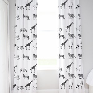Safari Curtains, Safari Nursery Decor, Jungle Curtains, Nursery Curtains, Boys Room Decor, Jungle Room - BlA
