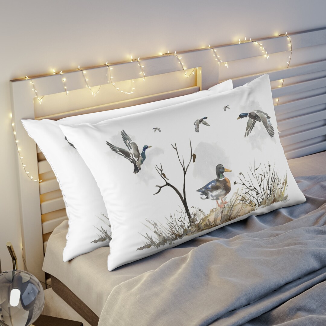 Ducks Pillow Sham, Mallard Duck Pillow Case, Duck Hunting Pillow