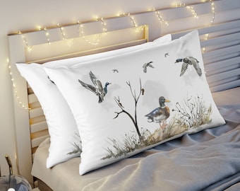 Ducks Pillow Sham, Mallard duck Pillow case, Duck hunting pillow, Hunting room decor, Hunting kids bedding, Hunting pillow sham - Hunter