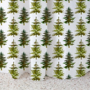 Pine Trees Curtain Single Panel, Forest Nursery Decor, Woodland curtains - Cabin Story ref9