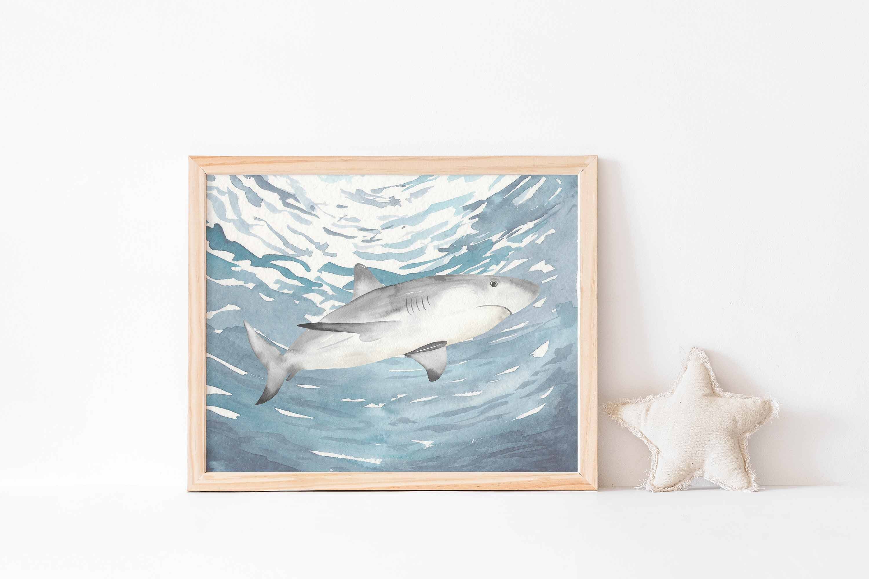 Shark Art Print Ocean Nursery Decor Wall Print for Boys | Etsy