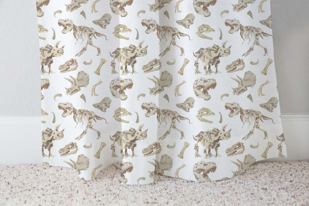 Dinosaur Curtain, Single Panel, Dinosaur Nursery Decor, Dino Window