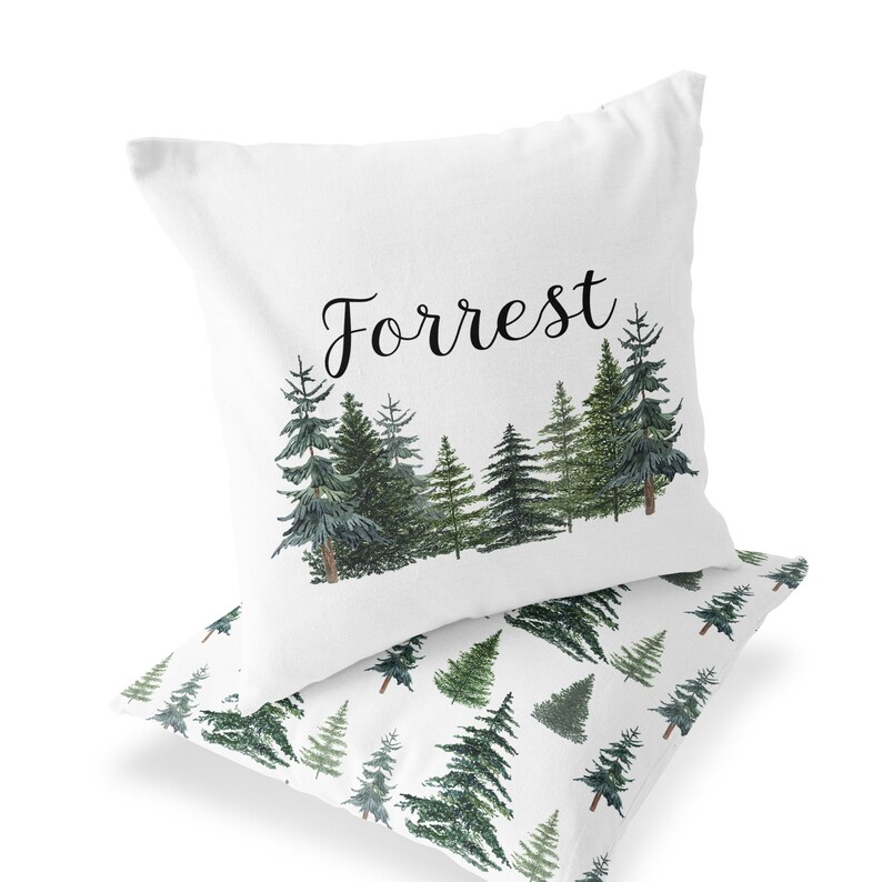 Woodland Pillow Personalized Woodland Baby Gift Pine Tree Etsy