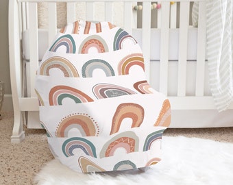 Rainbow Car Seat Cover, Nursing Cover up, Neutral carseat cover, Breast feeding cover, Car seat canopy, Rainbow baby gift -Be a kind rainbow