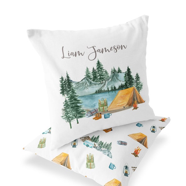 Camping pillow Child, Personalized baby gift, Explorer Pillow, Adventure Nursery, Camping bedding, Outdoors nursery decor - Little Explorer