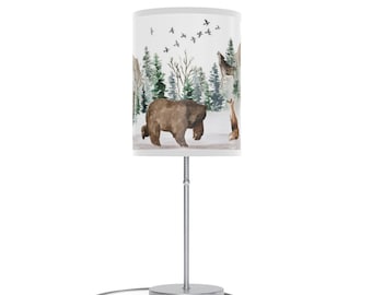 Woodland Lamp, Wolf Deer bear and fox Lamp, Woodland Baby Room decor, Kids room lamp, Bedside lamp, Boy nursery lamp, Forest Lamp - EnF