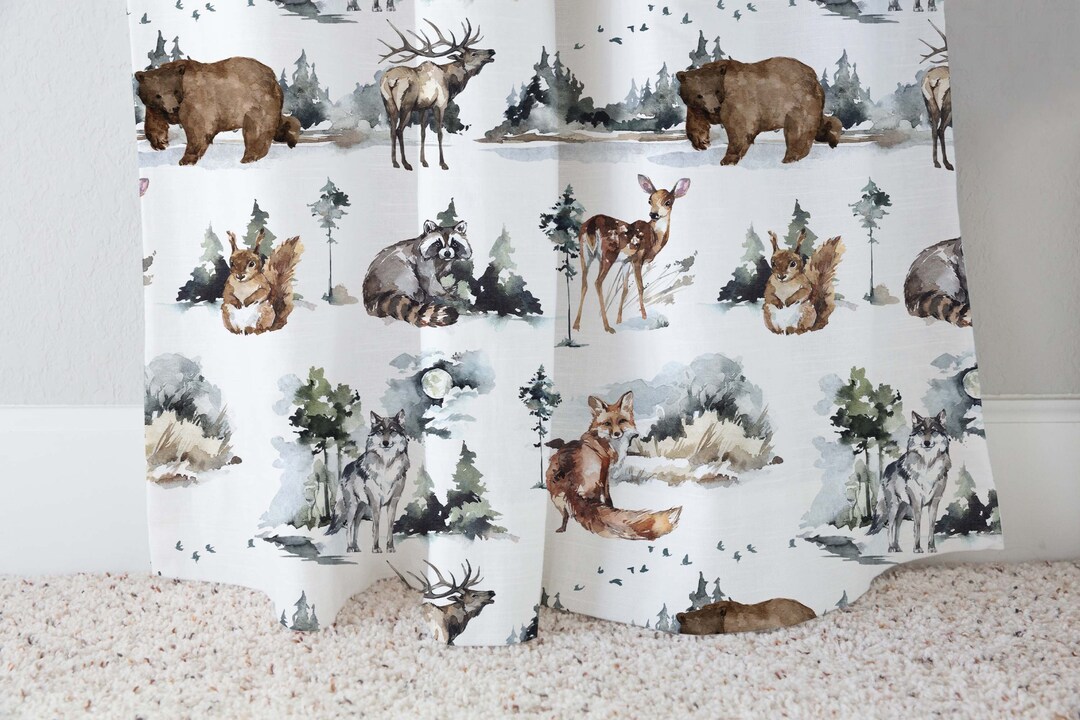 Woodland Nursery Curtains, Forest Animals Nursery, Woodland Baby Room
