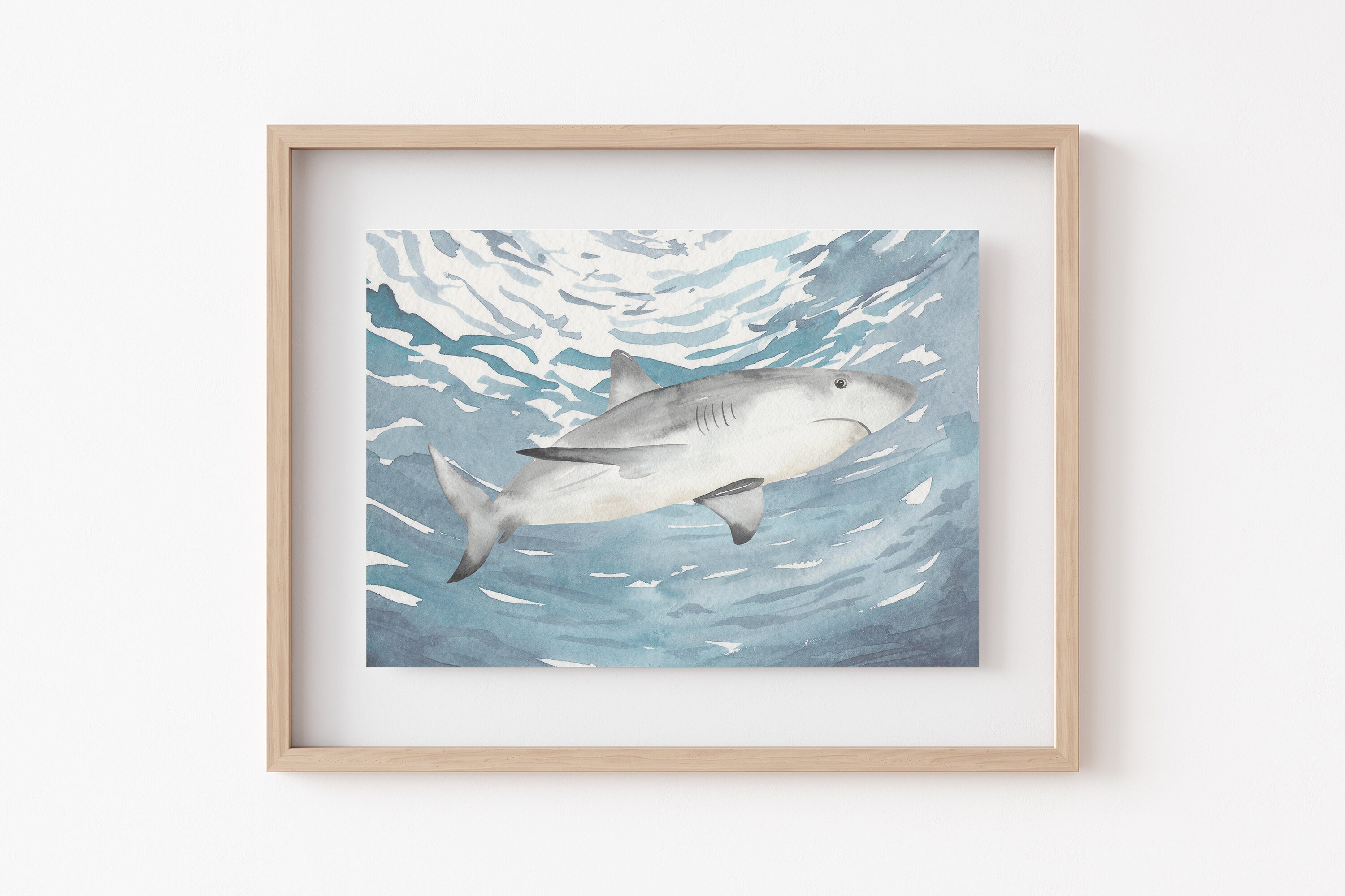 Shark Art Print Ocean Nursery Decor Wall Print for Boys | Etsy