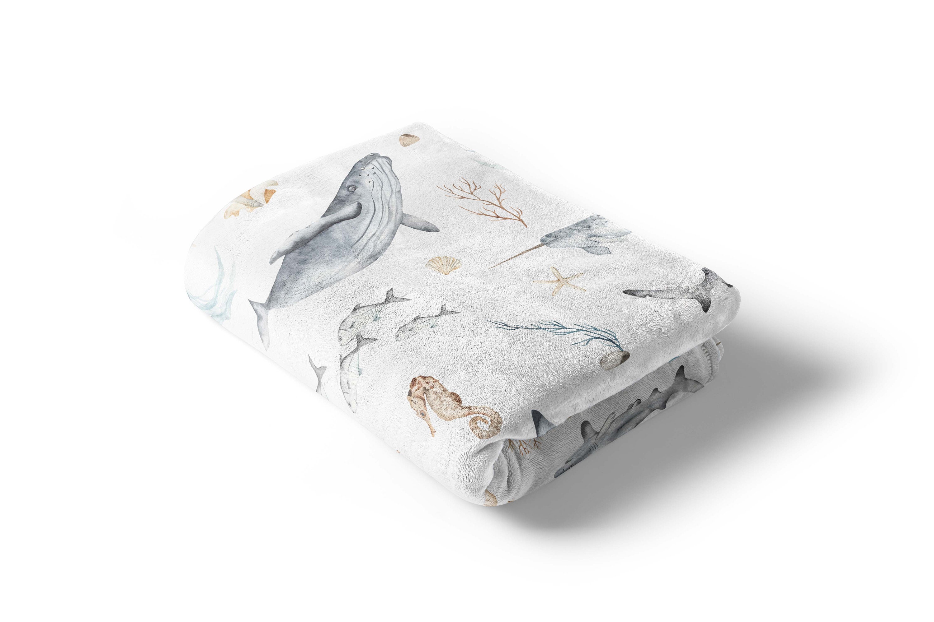 Sea Animals Baby Blanket, Under the Sea Nursery Bedding, Ocean Blanket ...