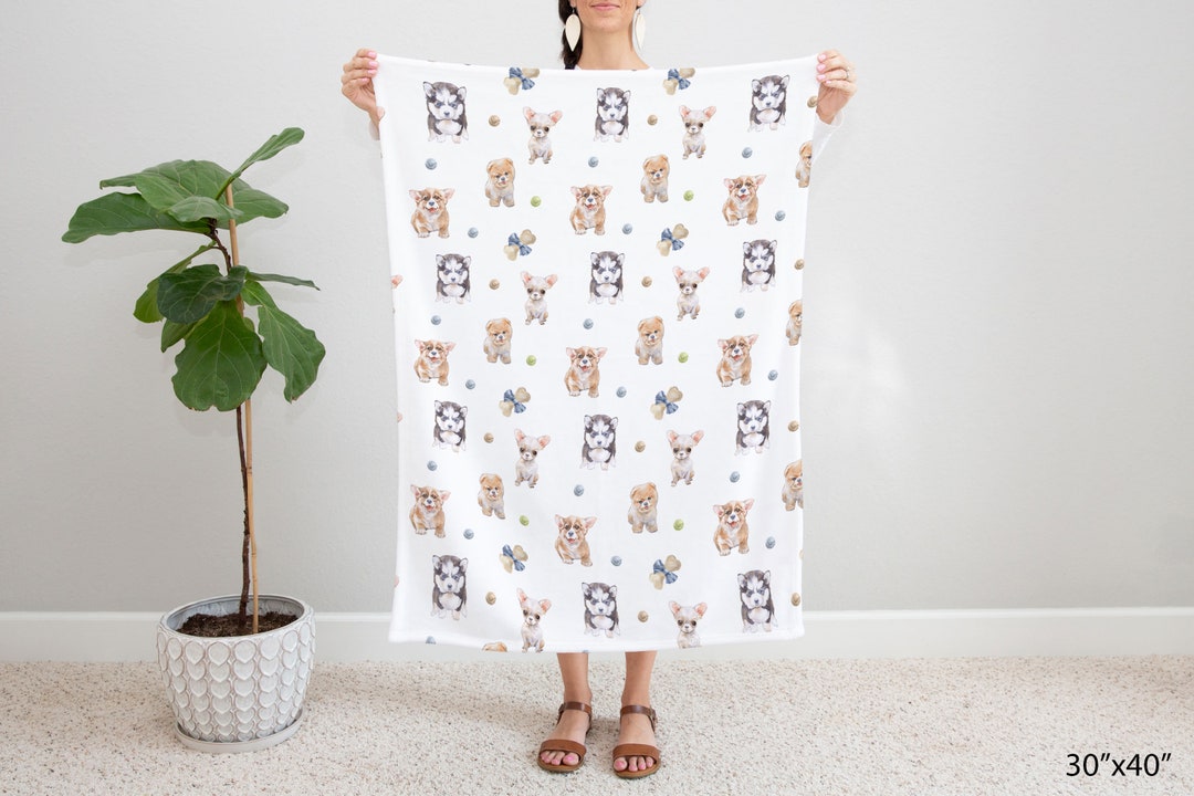 Puppy Baby Blanket, Dog Nursery Bedding, Dog Lover Baby Gift, Dog Blanket, Dog Crib Bedding, Dog