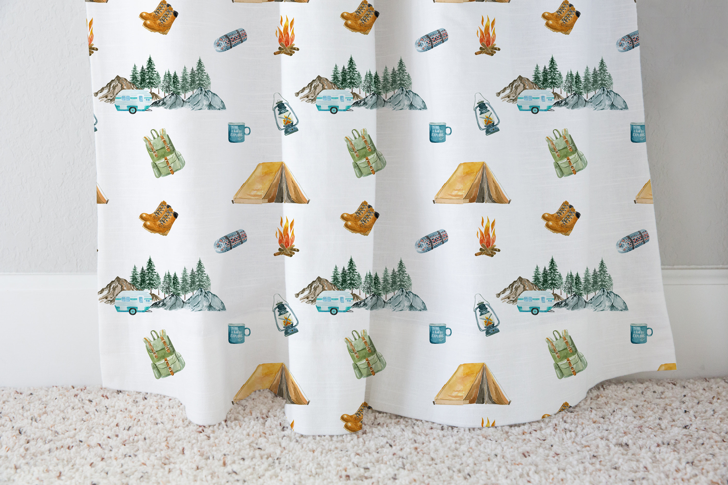 Camping curtains Wildlife Curtain Forest nursery Woodland Etsy