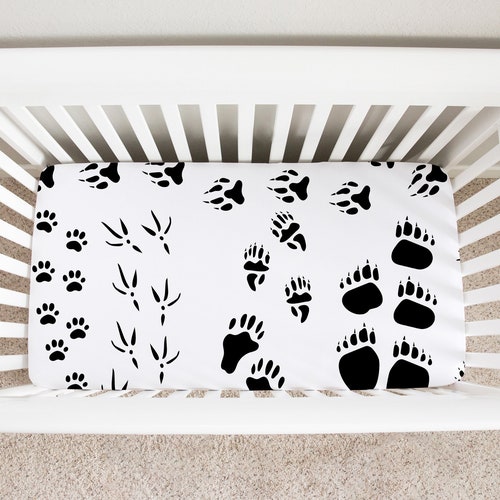 Woodland Crib Sheet Forest Crib Bedding Bear Crib Sheet Etsy