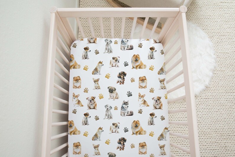Puppy Dog Crib Sheet Dogs Crib Sheet Baby Boy Nursery Etsy