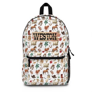 Sac à dos cowboy personnalisé, cartable garçon personnalisé, sac à dos avec nom, cadeau de rentrée, sac à dos western, cartable garçon - Vie de cow-boy