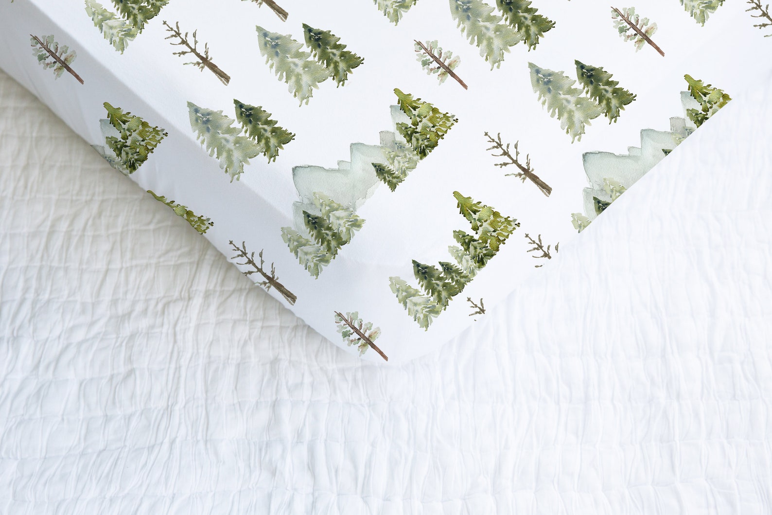 Mountains Crib Sheet Forest Crib Bedding Pine Tree Crib Etsy