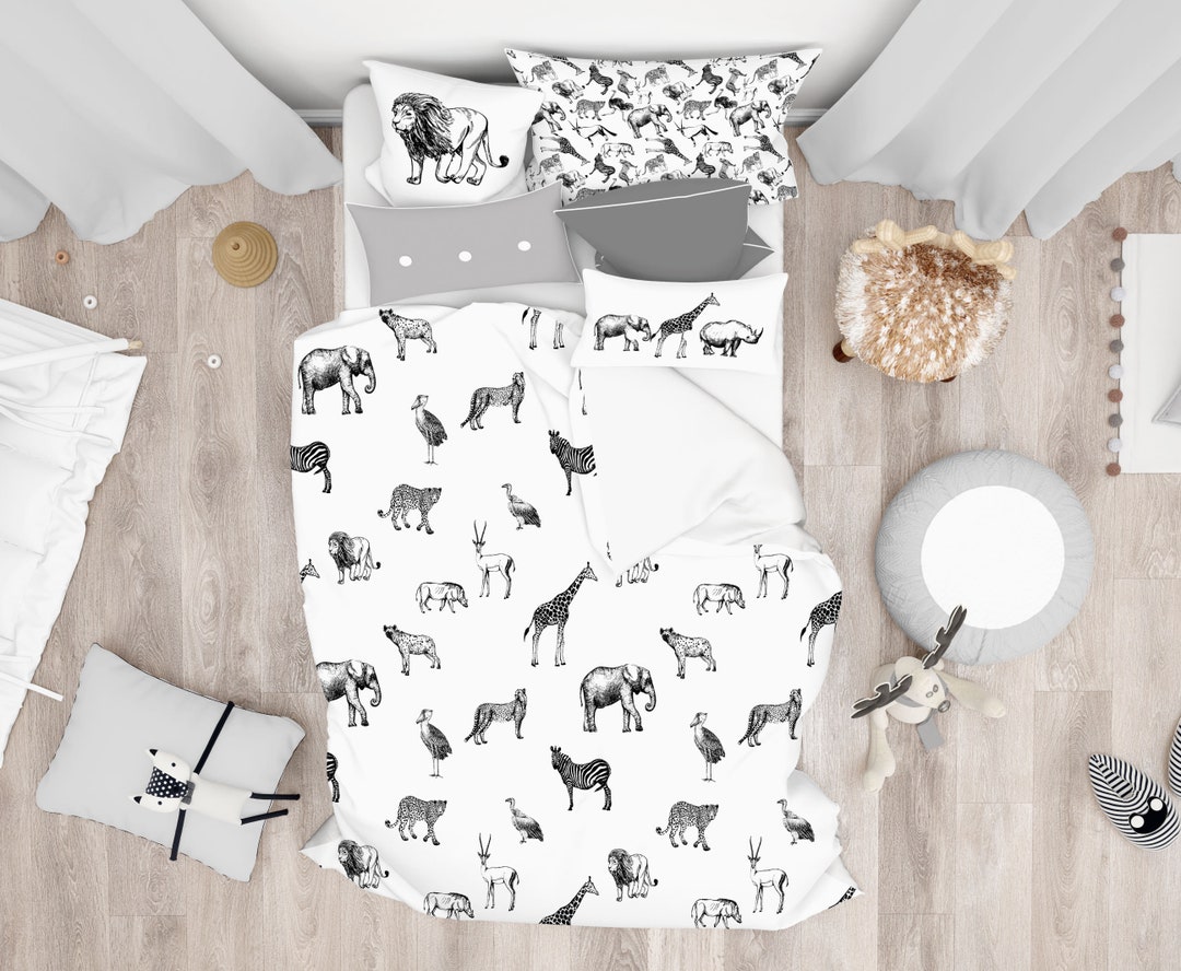 Safari Comforter, Safari Bedding Set, Africa Animals Comforter, Safari