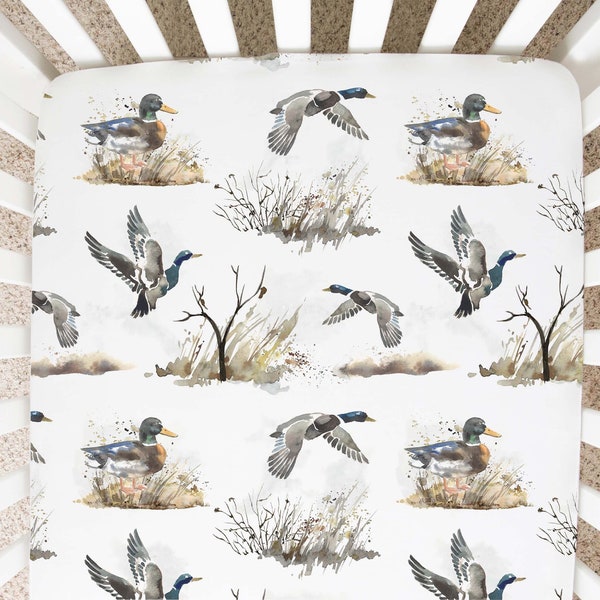 Duck Hunting Crib Sheet,  Hunting Crib Sheet, Baby Boy Nursery Bedding, Duck Hunting Nursery, Hunting Baby Bedding - Duck Crib Sheet  Hunter