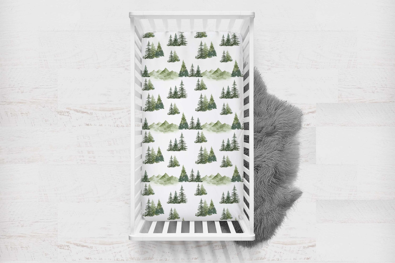 Mountains Crib Sheet Forest Crib Sheet Forest Crib Bedding Etsy