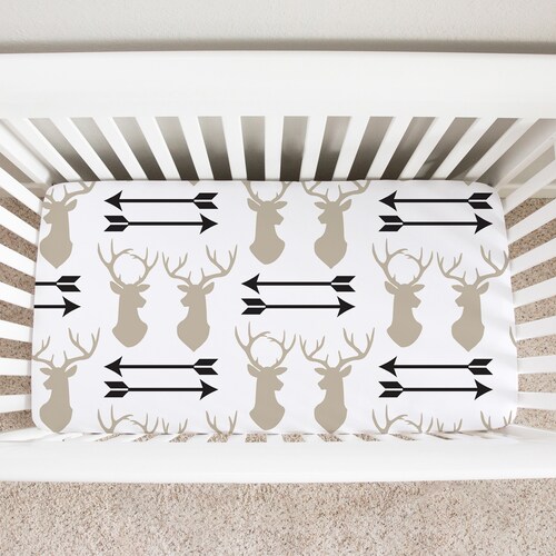 Antler Fitted Crib Sheet for Baby Boy Nursery Rustic Fitted Etsy