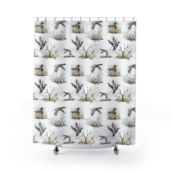 Mallard duck Shower Curtain, Duck hunting shower curtain, Hunting bathroom decor, Kids shower curtain, Duck bathroom decor Waterfowl Hunter