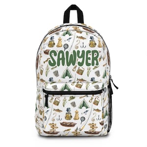 Personalized Fishing Backpack, Camping Backpack, Back to School Gift, Adventure Book Bag, Travel Backpack, Preschool Backpack, Travel - SwF