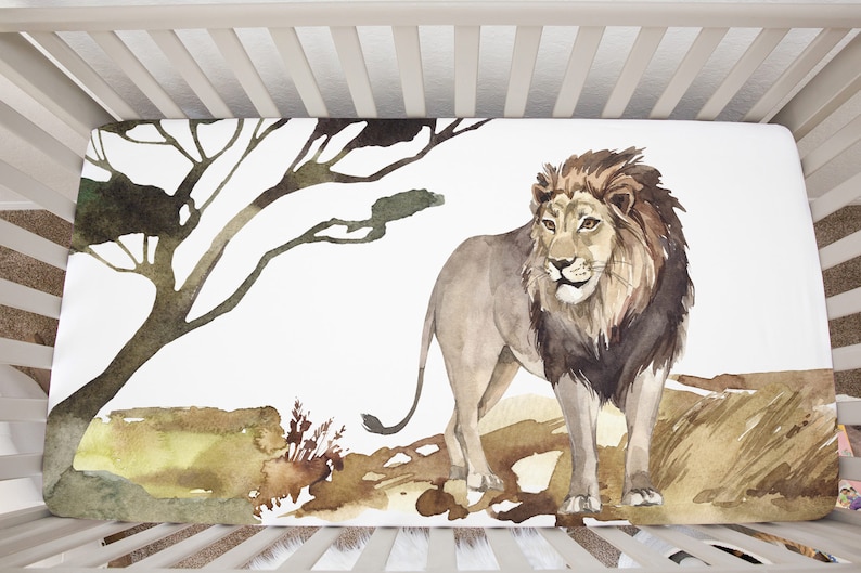 Lion Crib Bedding Boy Safari Nursery Bedding Savannah Etsy