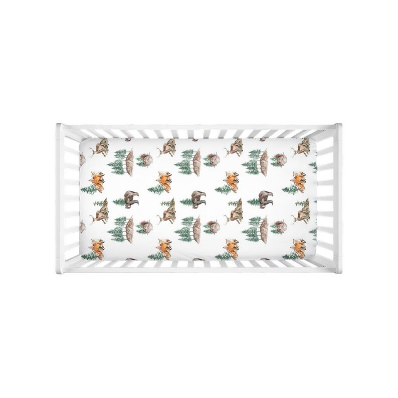 Woodland Crib Sheet Forest Crib Bedding Bear Crib Sheet Etsy
