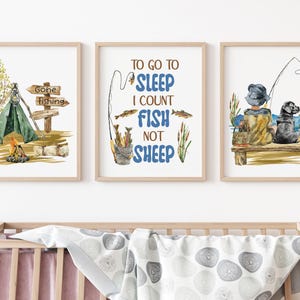 Fishing Nursery Wall Art, Boys Fishing nursery decor, Wall Prints for Boys Room, Gone fishing Nursery Art Fish print, Camping wall art - SwF