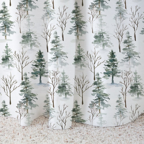 Pine Tree Curtains Wildlife Curtain Forest Animals Nursery Etsy