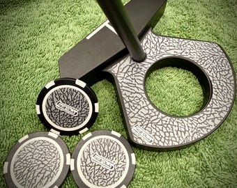 Pegatina personalizada con estampado de elefante DF3 + 3 fichas de póker a juego para el putter de golf LAB DF3